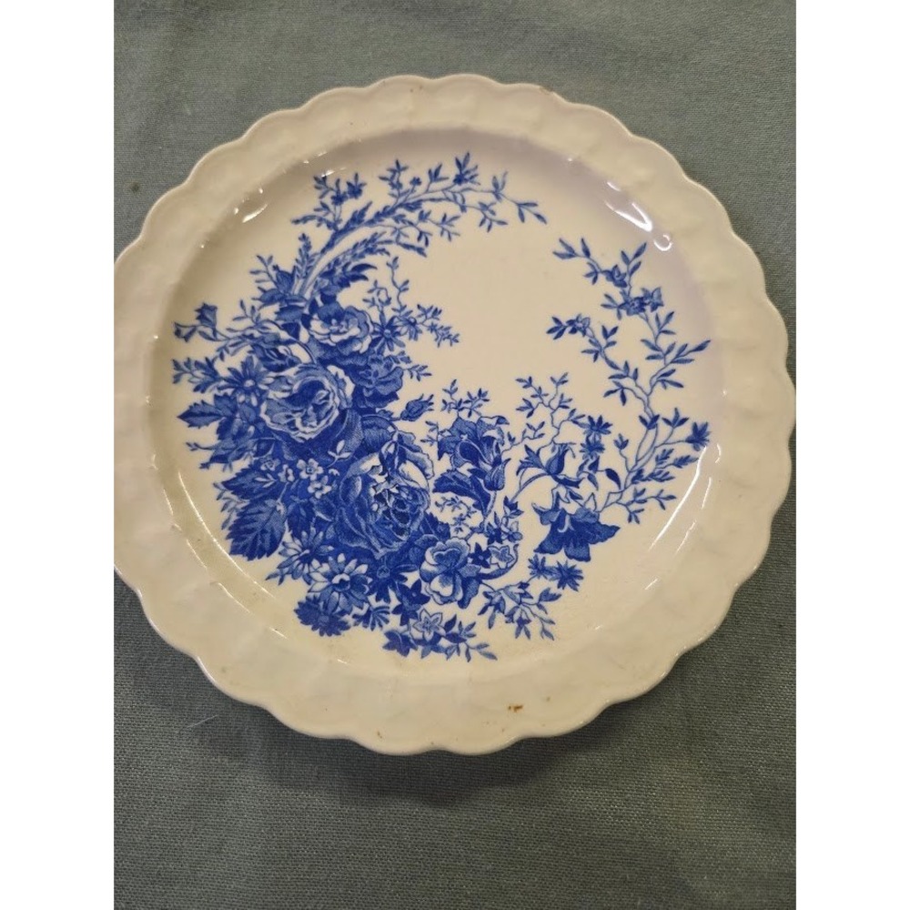 Taylor Smith Taylor Blue Floral Scalloped Bread Butter Plate 6.25 Inch Vintage